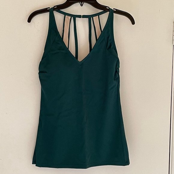 Kona Sol Swim Kona Sol Drk Green Ribbed Tankini Swimsuit Swim Top